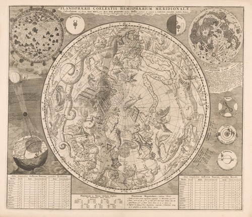 Hemelkaart met de zuidelijke sterrenbeelden Planisphaerii coelestis hemisphaerium meridionale
