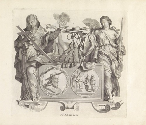 Portret van Angelo Barbarigo en de personificaties van Religie en Onpartijdigheid