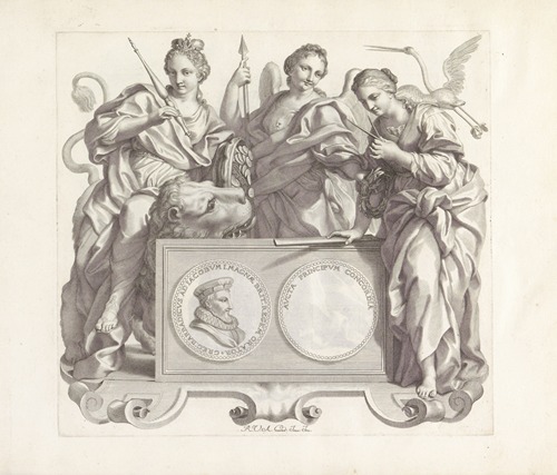 Portret van Gregorio Barbarigo en de personificaties van Grootmoedigheid, Deugd en Consideratie