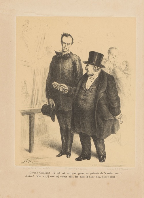 Schilder en kunstliefhebber op tentoonstelling