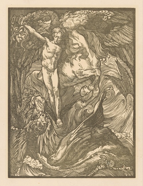 Perseus en het zeemonster Perseus en de Draak, druk op Hollandsch papier