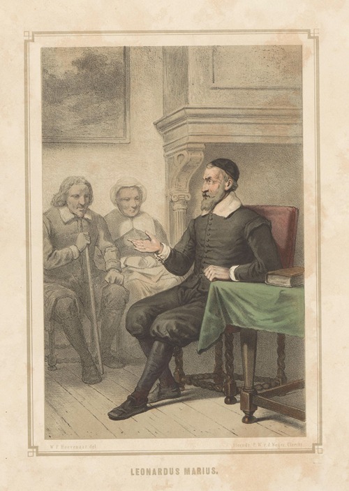 Leonardus Marius van der Goes spreekt een man en een vrouw toe Leonardus Marius