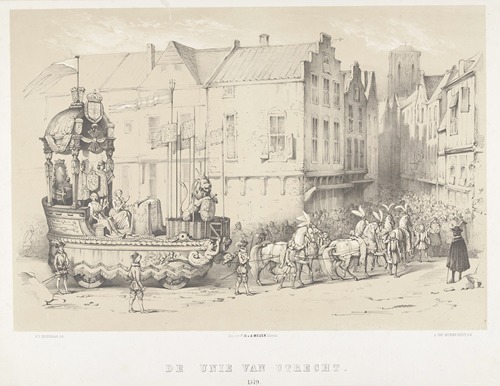 Praalwagen verbeeldende de Unie van Utrecht van 1579