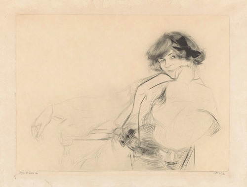 Young woman with a bow in her hair sitting on a chair
