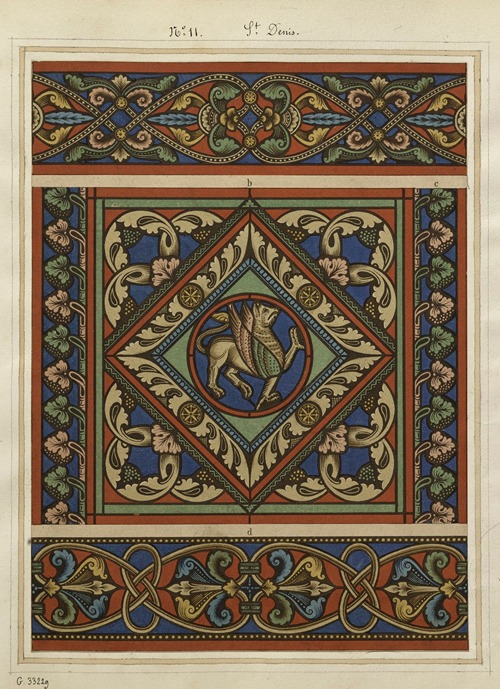 Motifs de vitraux pour Saint-Denis entrelacs et griffon