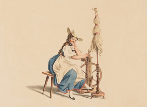 Bernerin am Spinnrad