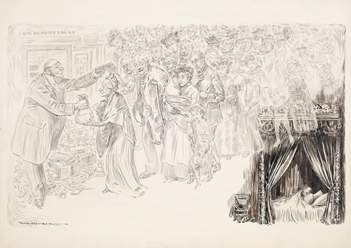 A rich man having a nightmare that he is freely giving his wealth away to women, children, the sick, and the elderly