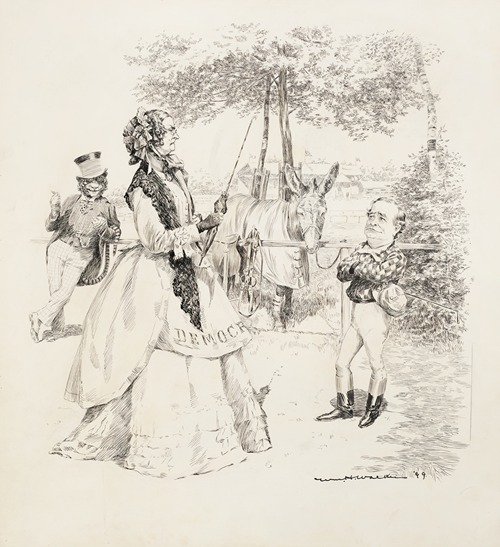 A woman representing the Democratic Party speaks angrily with William Jennings Bryan