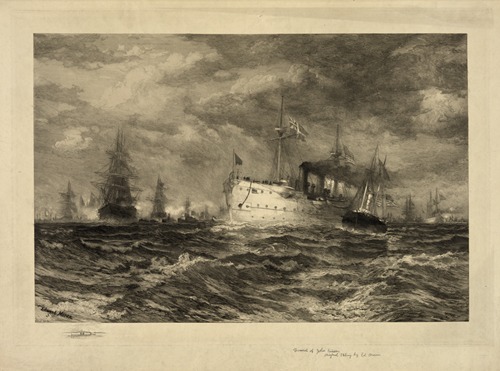 The White Squadron’s Farewell Salute to the Body of John Ericsson, New York Bay, August 23, 1890