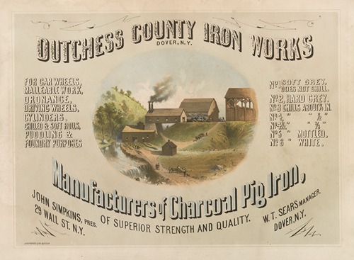 Dutchess County Iron Works, Dover, N.Y. – manufacturers of charcoal pig iron of superior strength and quality