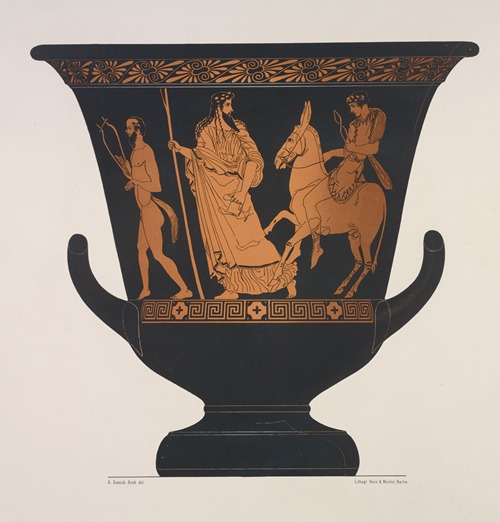 Dionysus brings Hephaestus, god of fire….