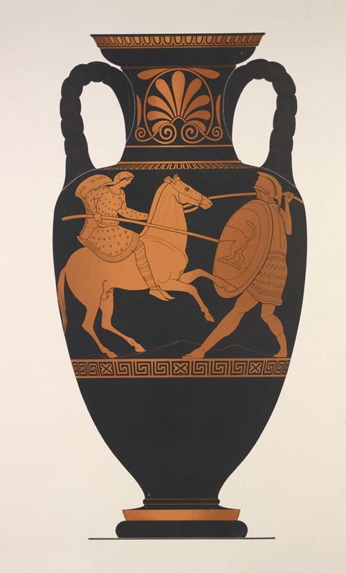 Attic amphora, a Greek and Amazon in combat