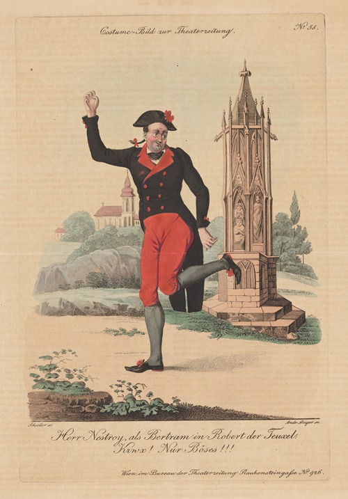 Johann Nepomuk performing in the 1833 stage production Robert der Teuxel