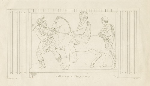 Traveller accompanied by good and evil spirits
