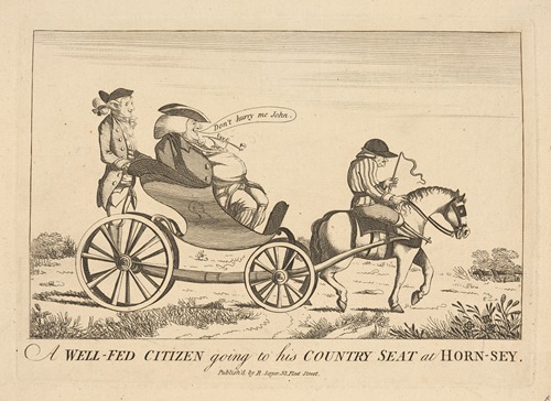 A well-fed citizen going to his country seat at Horn-sey.
