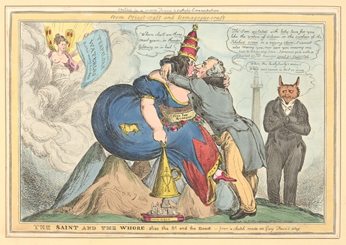 From priest-craft and demagogue-craft. The Saint and the Whore, alias the St. and the Beast – from a sketch made on Guy Faux’s day.