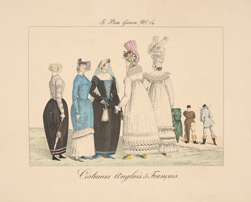 Le bon genre, no. 74. Costumes Anglais & Francais. (The right sort, no. 74. Costumes English & French)
