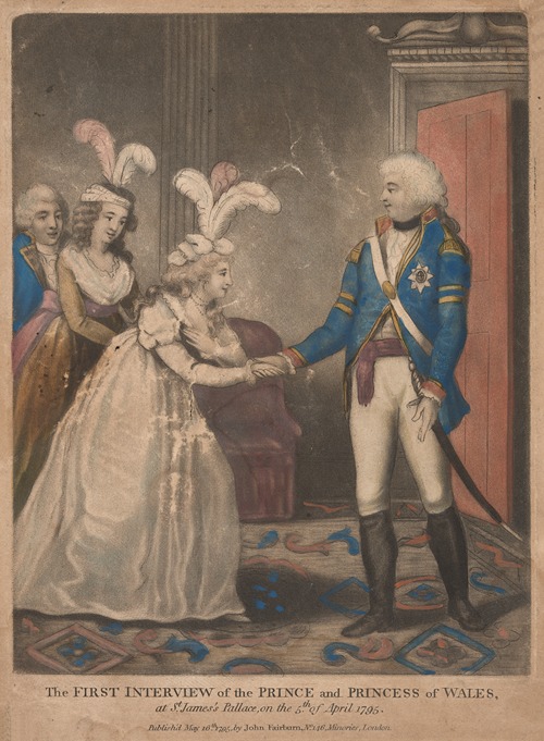 The first interview of the Prince and Princess of Wales, at St. James’s Pallace, on the 5th of April 1795.