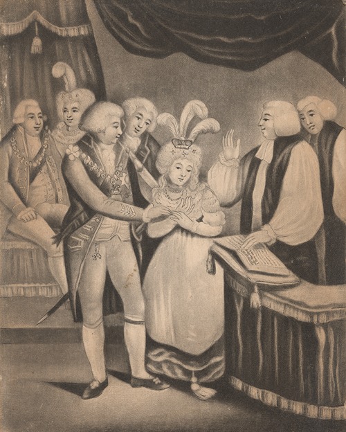 The marriage ceremony of the Prince and Princess of Wales, perform’d by the Archbishop of Canterbury, at the Chapel Royal, April 8th, 1795.