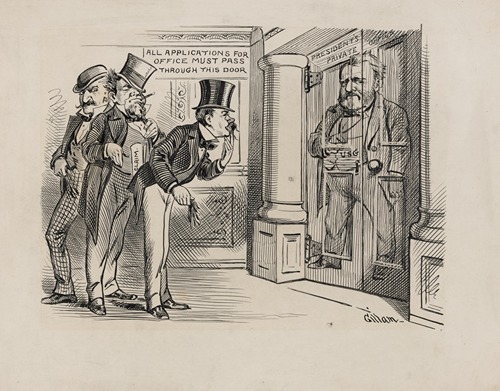 Caricature of President Grant controlling patronage