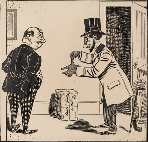 Five comic strip frames of man with string tied around his finger Pl.4
