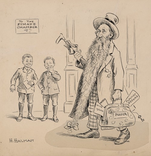 Mr. Peffer as old man going to Senate Chamber with a carpetbag of ‘wild ideas’ and populist dreams.