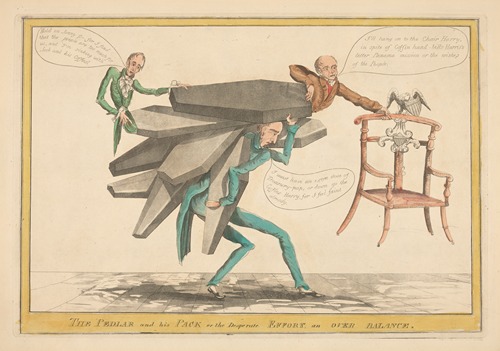 The pedlar and his pack or the desperate effort, an over balance.