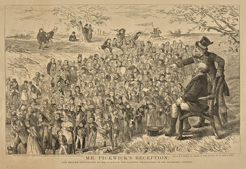 Mr. Pickwick’s reception. Sam Weller introduces to Mr. Pickwick the leading characters in Mr. Dicken’s novels.