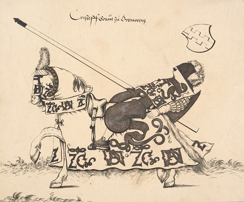 Knight on horseback, facing left