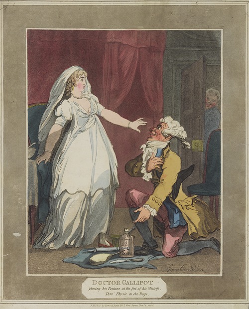 Doctor Gallipot placing his fortune at the feet of his mistress, thro’ physic to the dogs