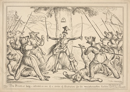 The bears at bay – intended as one of a series of illustrations for the nonintervention system.