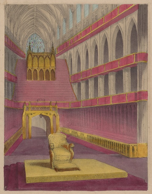 Westminster Abbey fitted up for the coronation of Queen Victoria ; changing to the ceremony of the homage