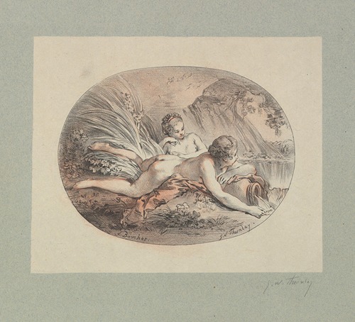 Woman Reclining upon a Jar from which Water is Pouring