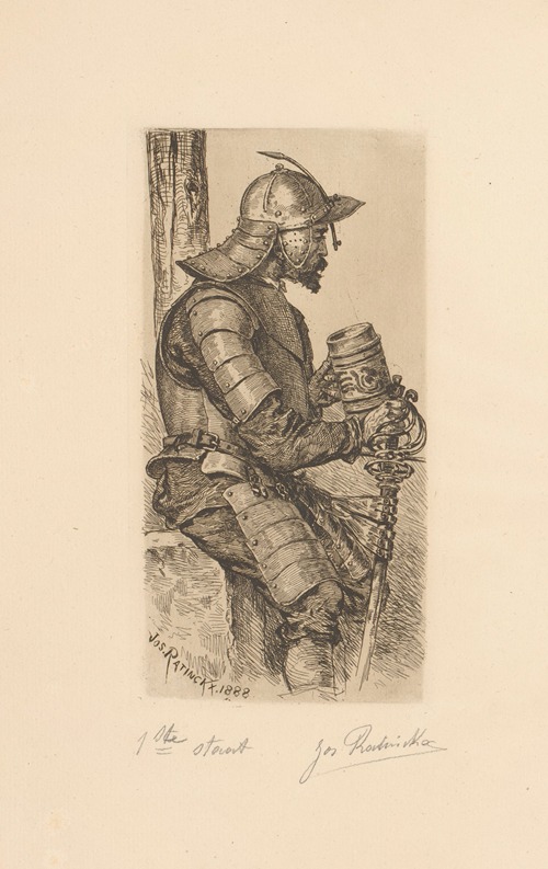 Man in armor with sword and pulley