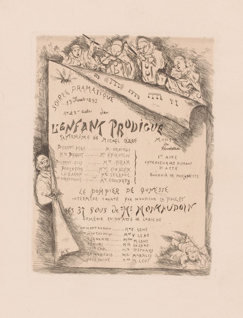 Announcement and program for a theater evening