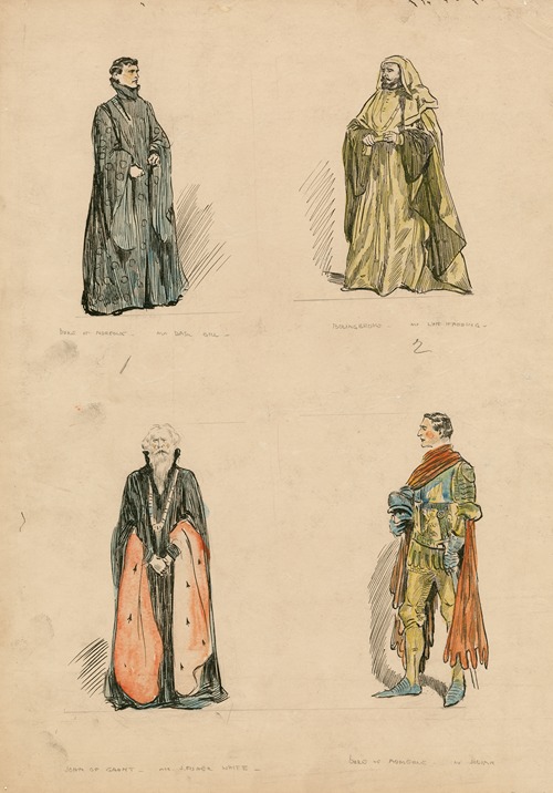 Four actors in costume from the revival of Richard II at His Majesty’s Theatre