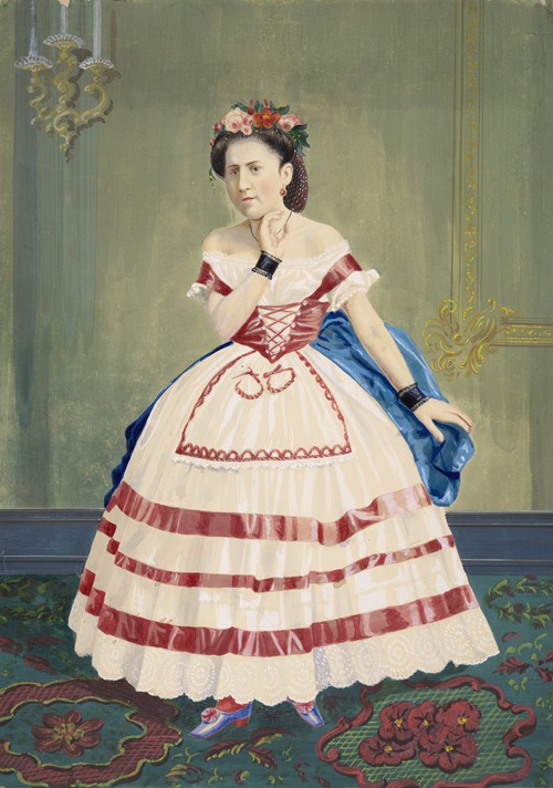 Portrait of an anonymous woman in pastoral dress