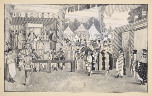 Scene from King Richard II, I, 3 King Richard; ‘Marshall ask yonder knight in arms both who he is and why he cometh hither thus plated in habiliments of war’