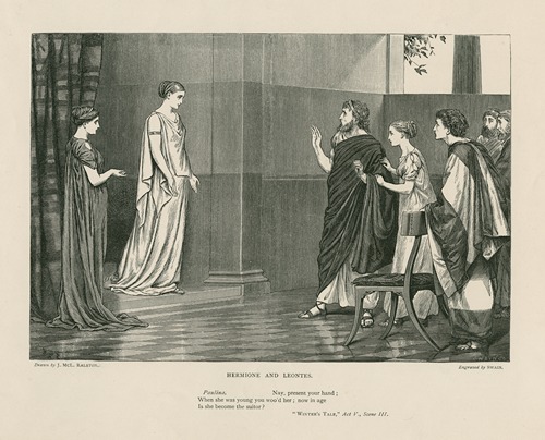 Hermione and Leontes, Paulina; Nay, present your hand, Winter’s tale, act V, scene III