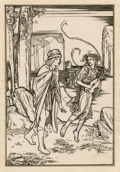 Design for full-page illustration to act 1, scene 2 of Bell’s edition of The tempest