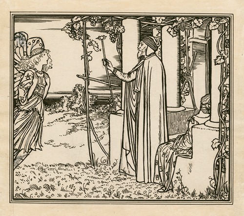 Illustration to act 1, scene 2 of the Tempest, Ariel and Prospero