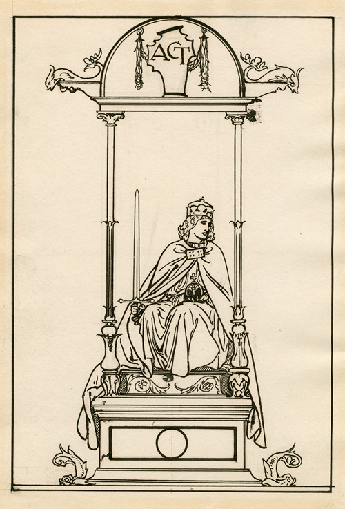 The Tempest; Design for left-hand page of a two-page opening to act 5