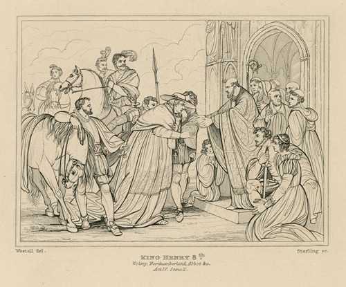 Cardinal Wolsey entering the Abbey of Leicester in Shakespeare’s King Henry VIII, act IV, scene 2