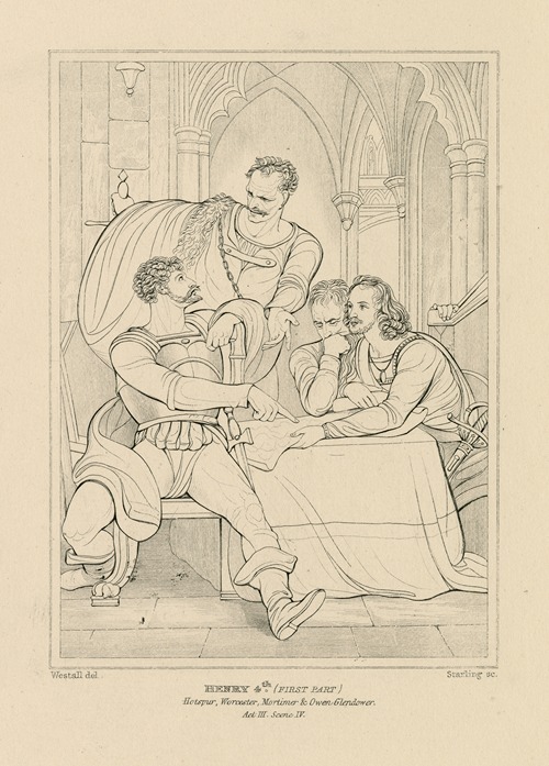 Henry 4th (first part), Hotspur, Worcester, Mortimer & Owen Glendower, act III, scene IV