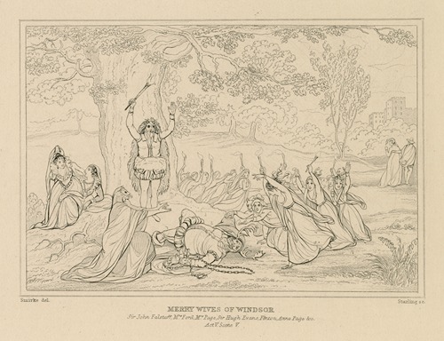 Merry wives of Windsor, act V, scene V, Windsor Park, Falstaff disguised with a buck’s head on &c Robt.
