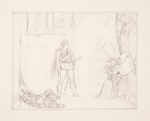 Queen; ‘…Whereon do you look’ Hamlet; ‘On him! on him! Look you, how pale he glares!’ [Hamlet], act III, sc. IV