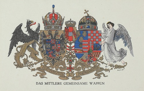Indivisibiliter ac inseparabiliter. Das mittlere gemeinsame Wappen