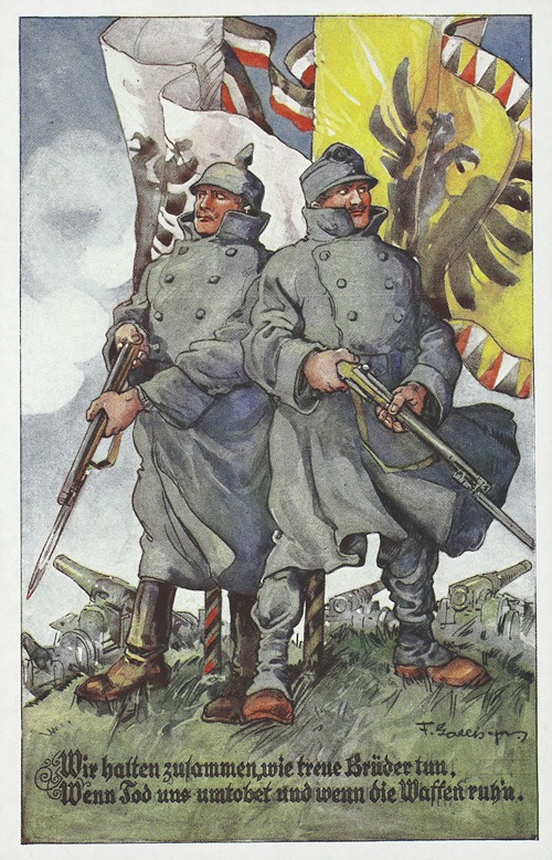 Wir halten zusammen, wie treue Brüder tun, Wenn Tod uns umtobet und wenn die Waffen ruh`n