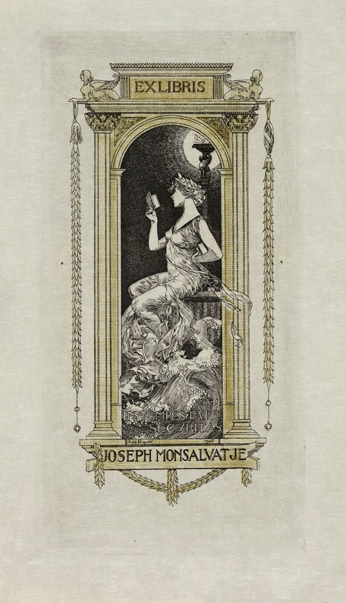 Bookplate of Joseph Monsalvatje. In tempestate securitas