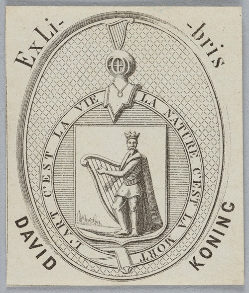 Bookplate of David Konig; L’Art c’est la vie. La Nature c’est la mort